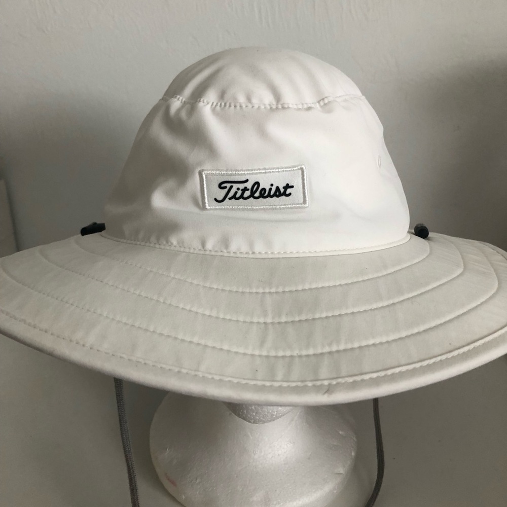 Titleist White Nylon Sun Hat with Neck Tie